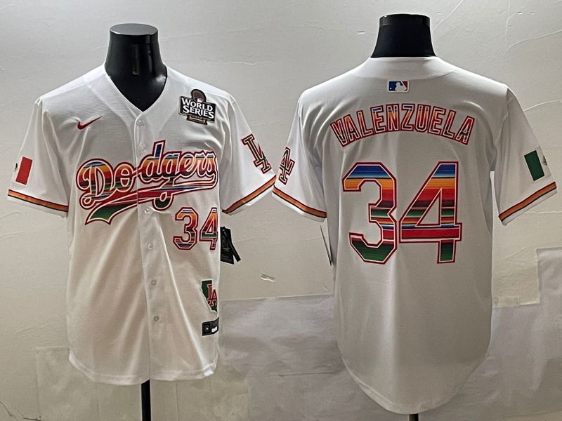 Men Los Angeles Dodgers #34 Valenzuela White Game Nike 2025 MLB Jersey style 4252